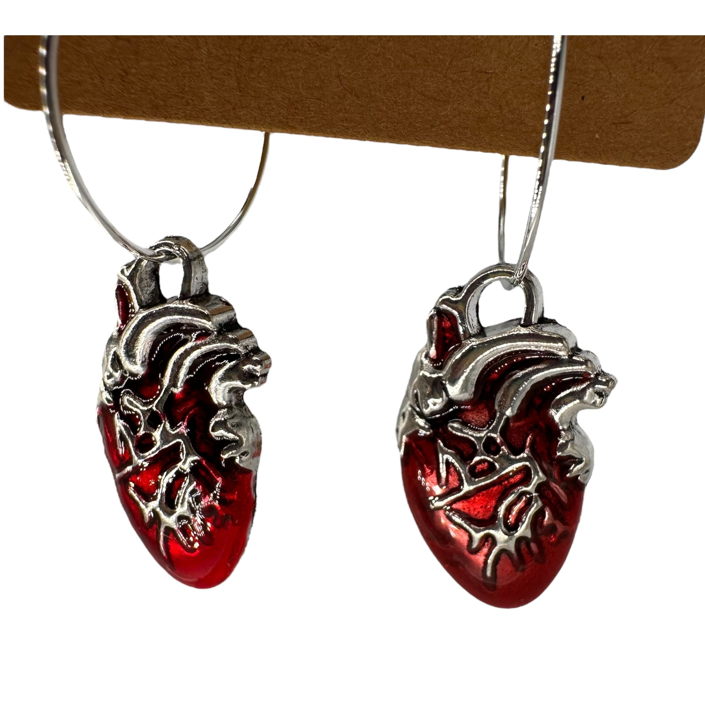 Human heart charm earrings — Rebel Aura handmade jewellery