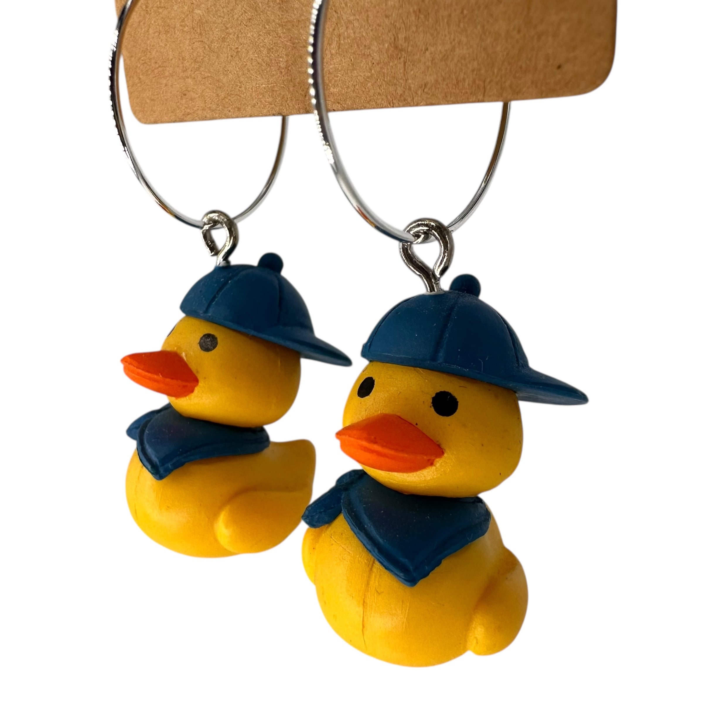 Baseball Cap Duck Charm Earrings