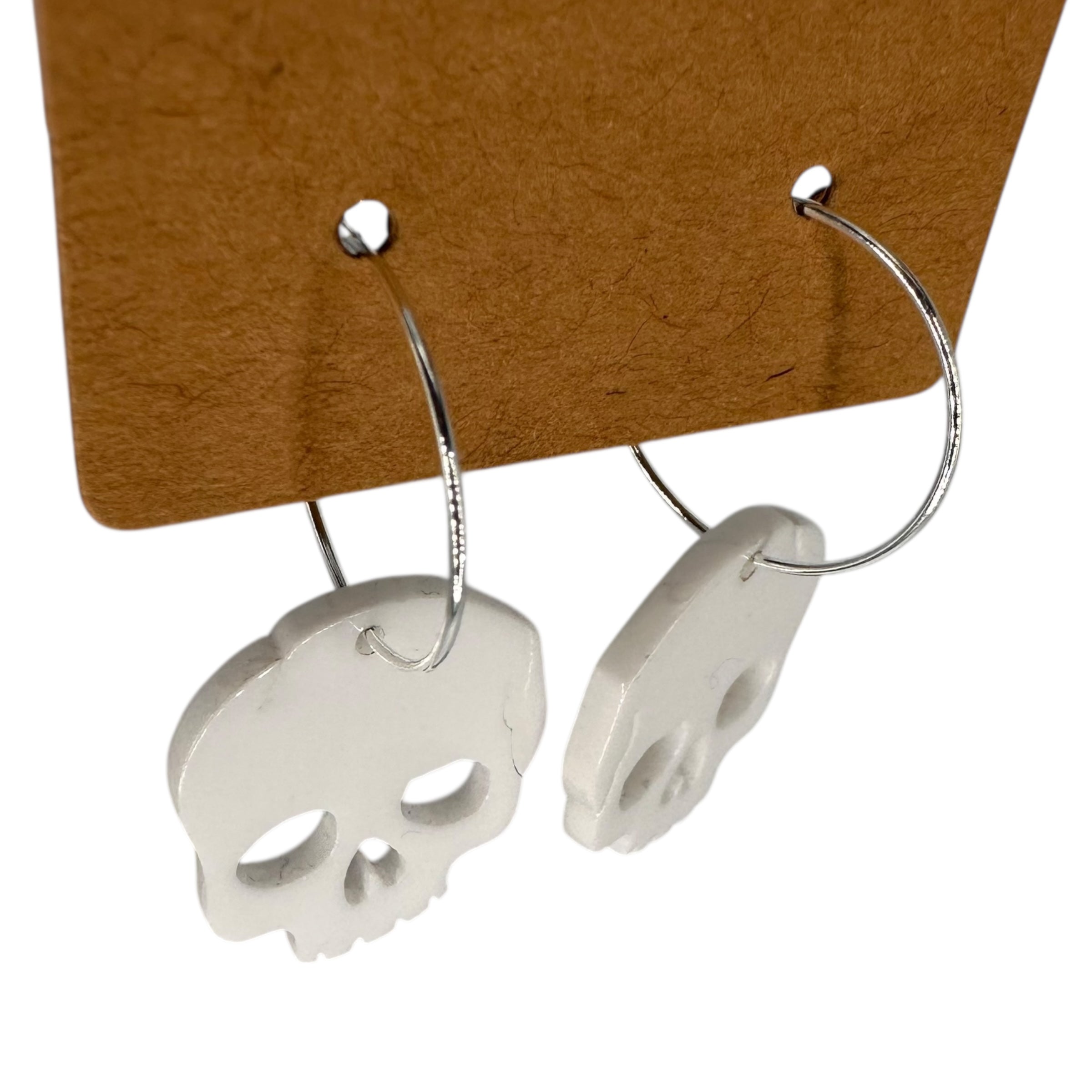 White skull charm earrings — Rebel Aura handmade jewellery