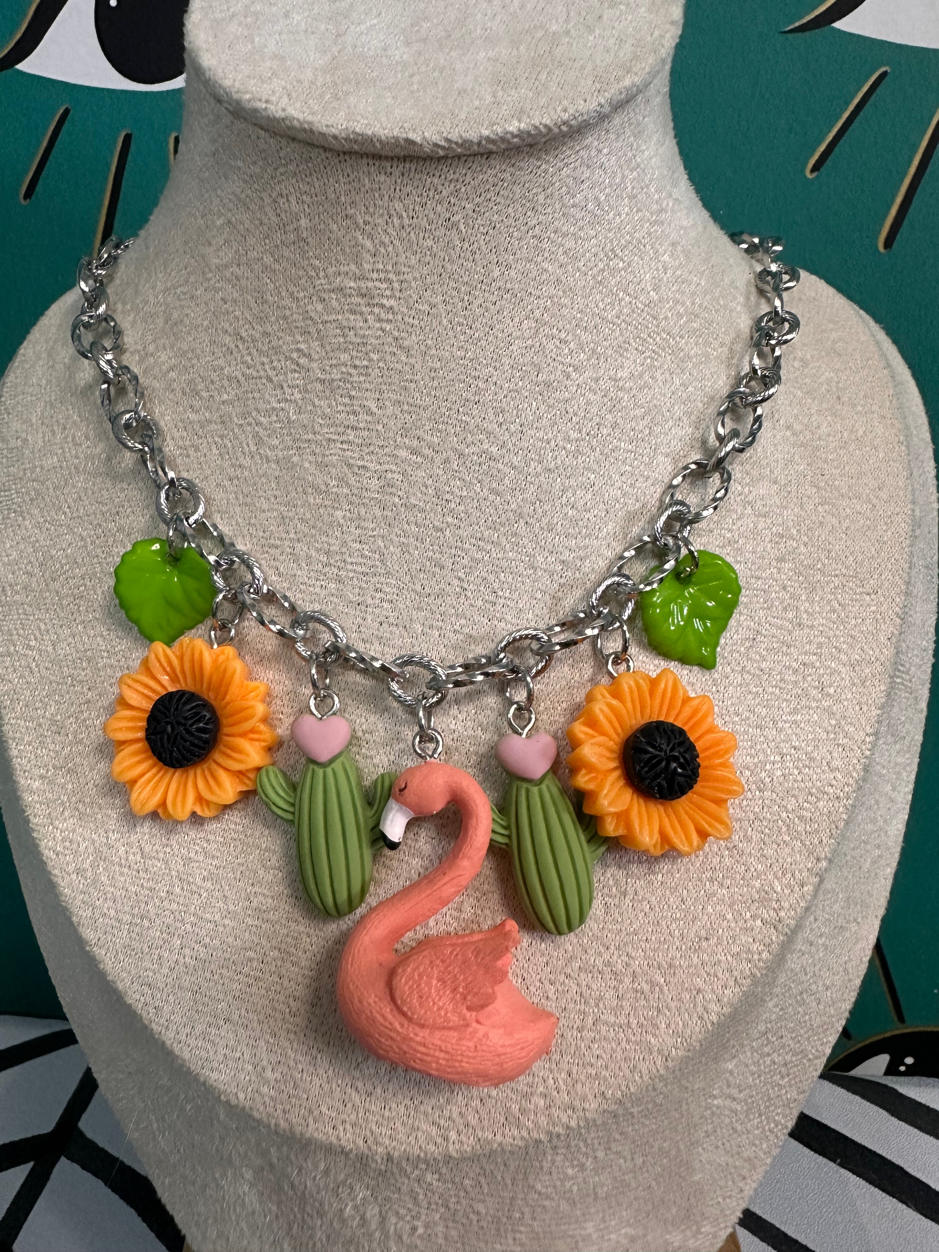 Flamingo Garden Charm Necklace