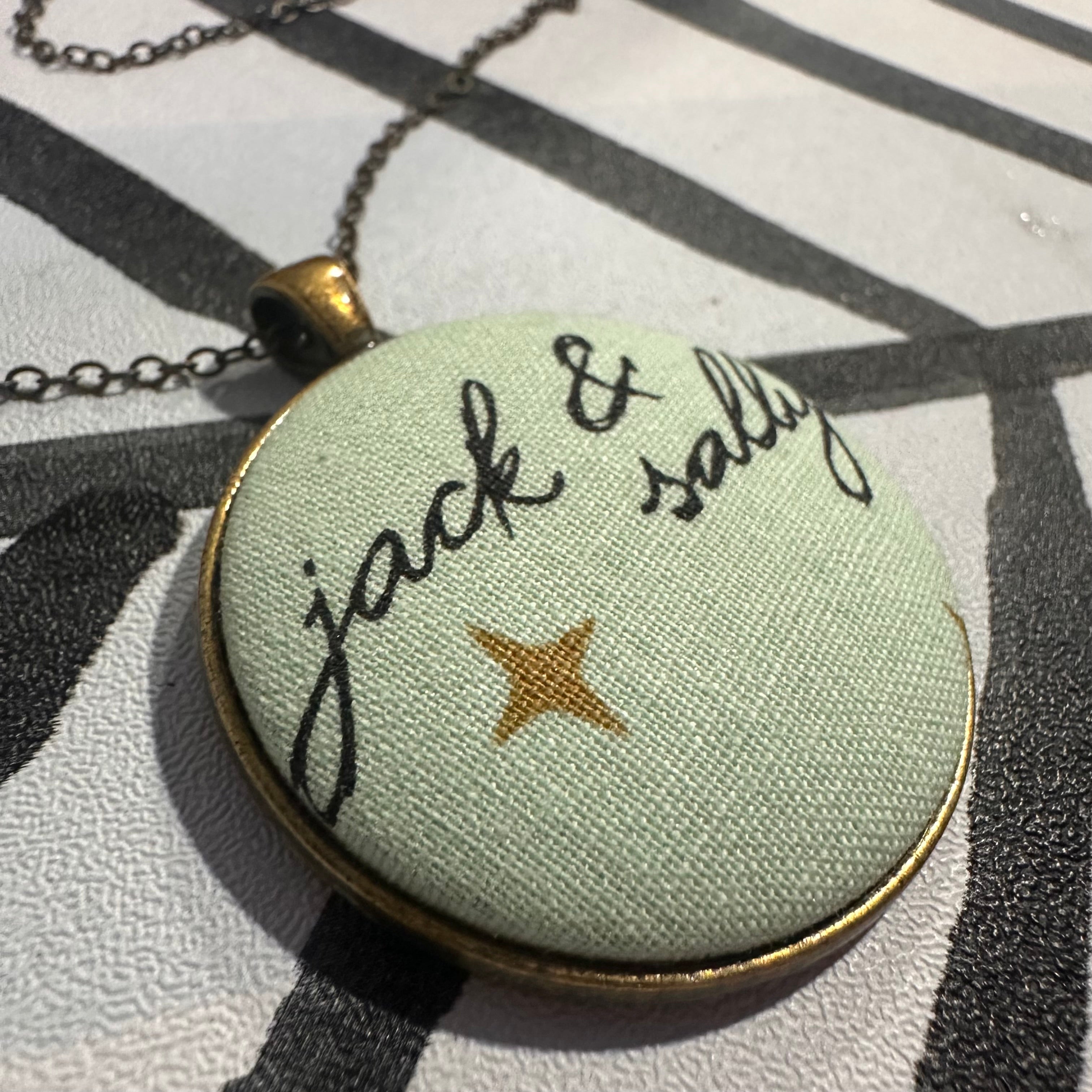 Jack & Sally Writing Nightmare Before Christmas Necklace