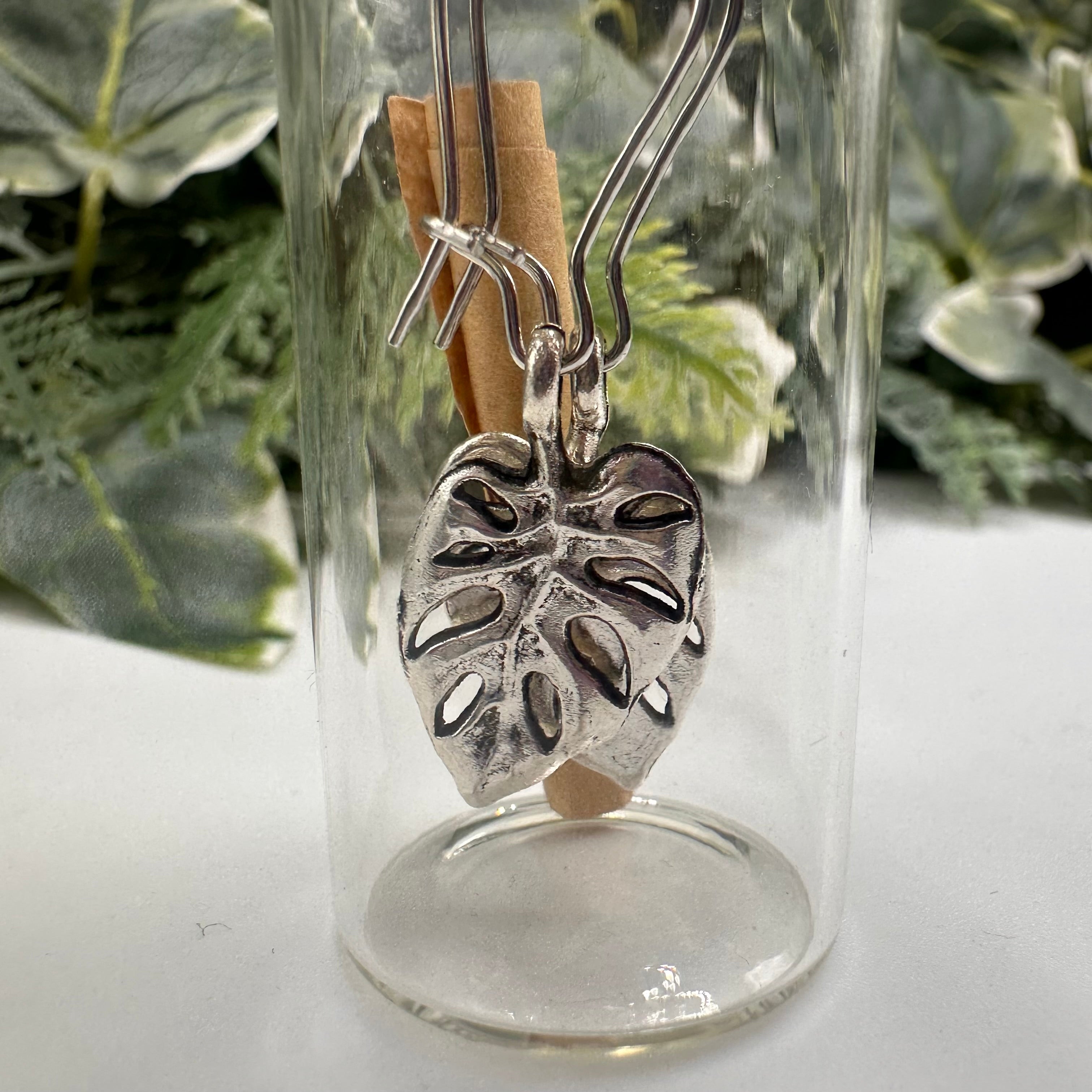 Monstera Leaf Bottled Charm Earrings
