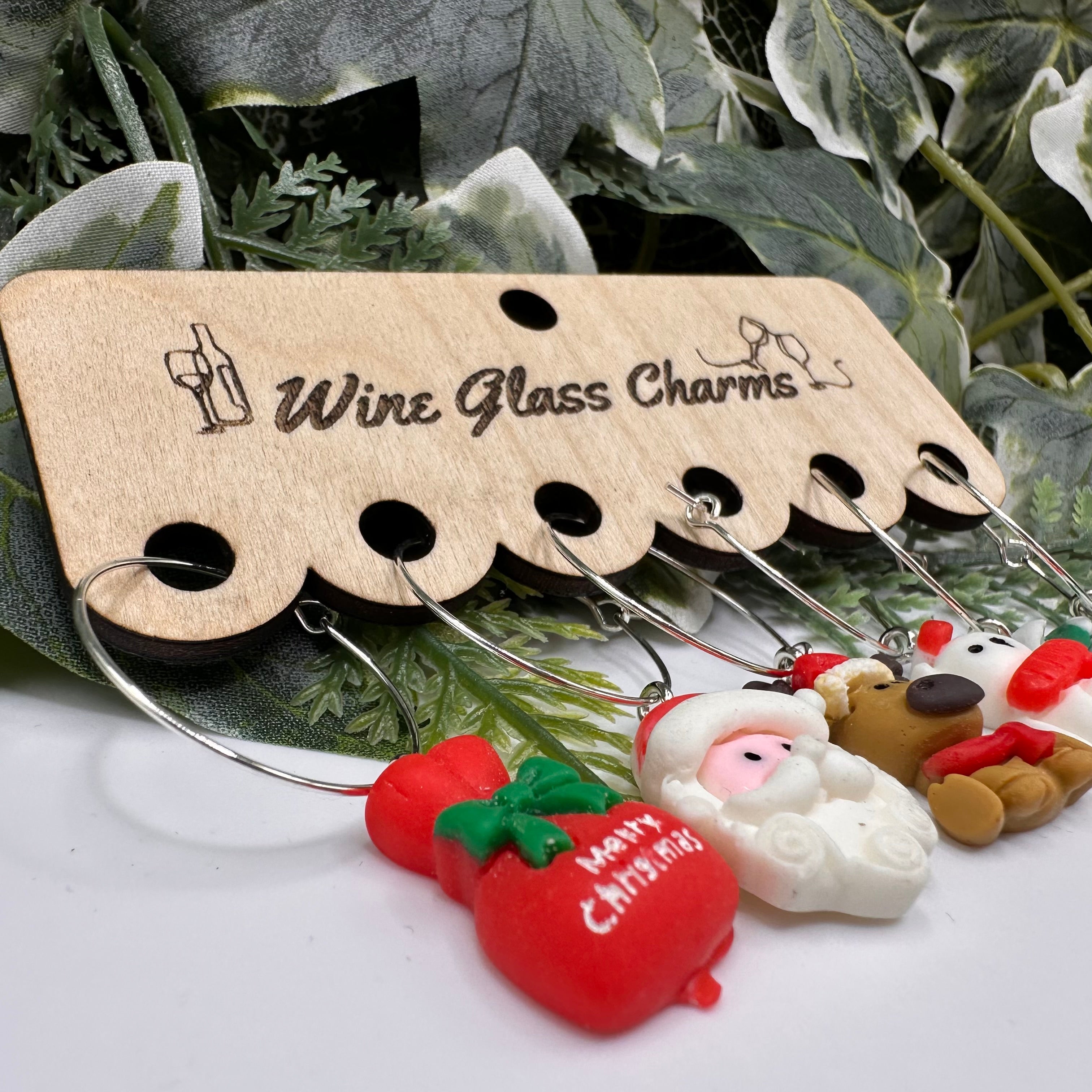 Christmas Wine Glass Charm Set