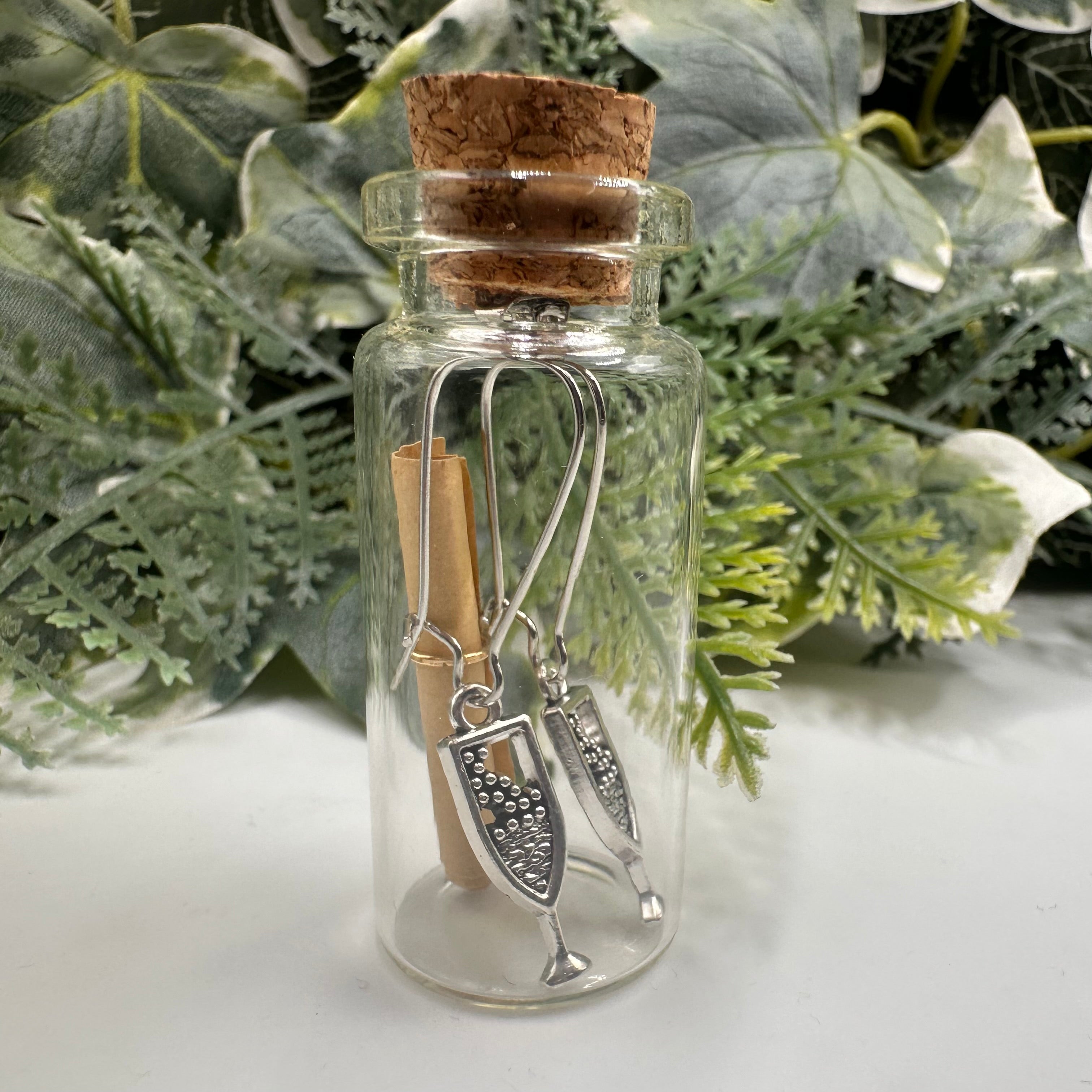 Champagne Flute Celebration Bottled Charm Earrings - Gift Boxed