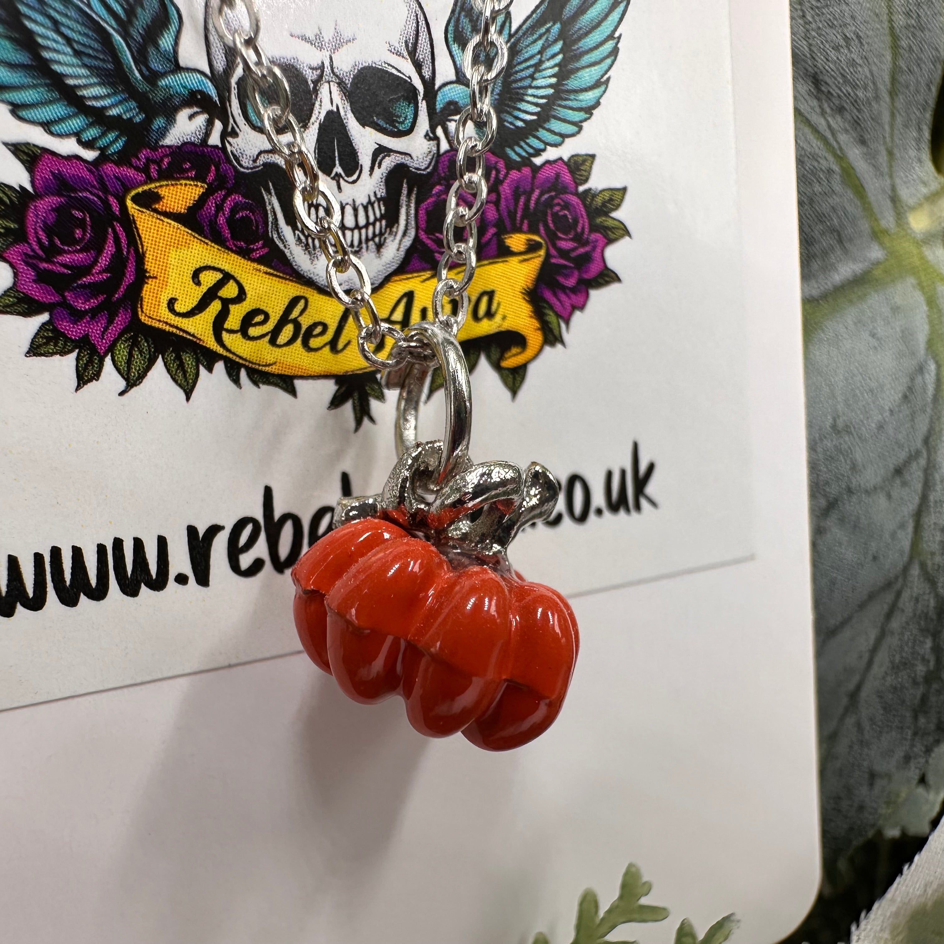 Orange Pumpkin Charm Necklace