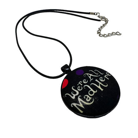 We're All Mad Here fabric button necklace — Rebel Aura handmade jewellery