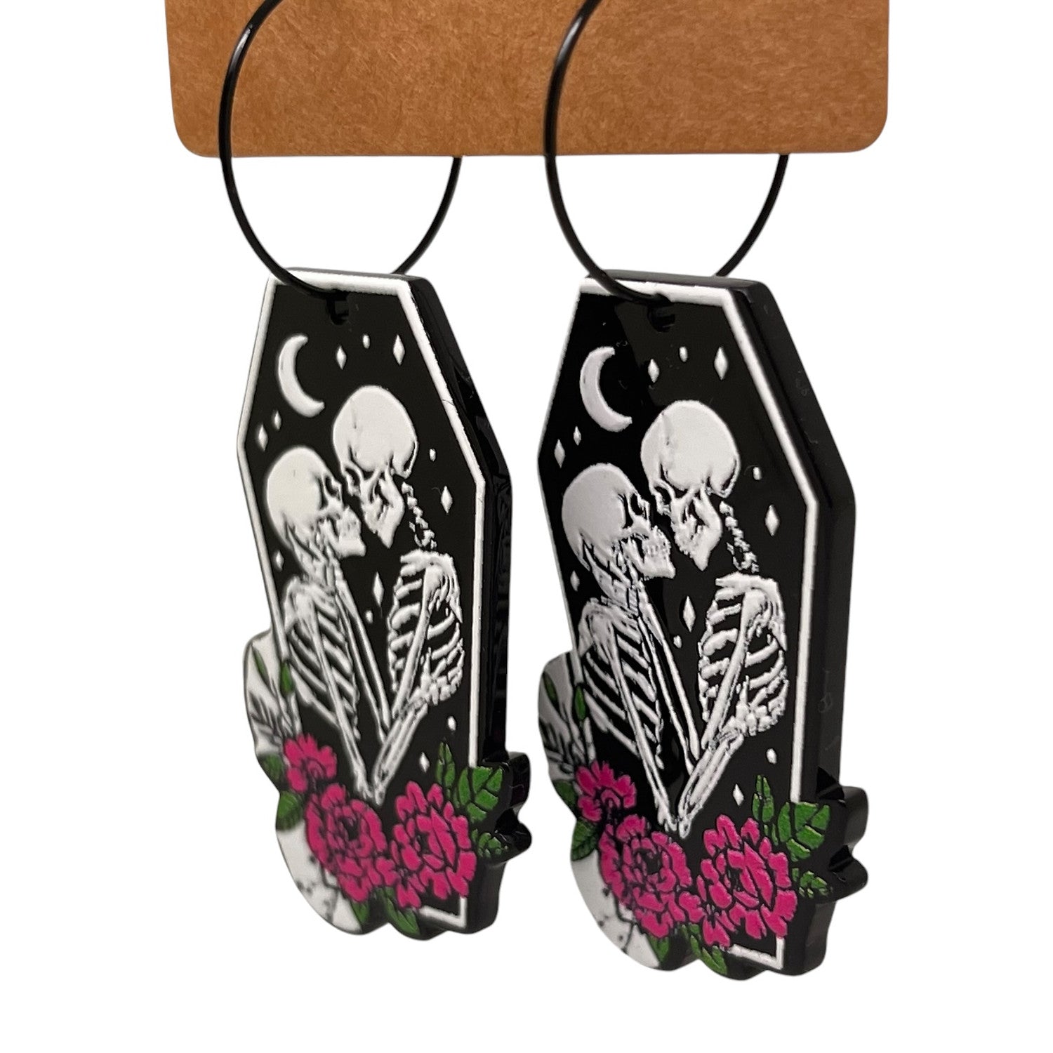 Coffin skeleton lovers charm earrings — Rebel Aura handmade jewellery