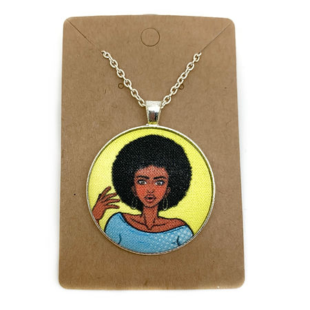 Pop art women fabric button necklace — Rebel Aura handmade jewellery