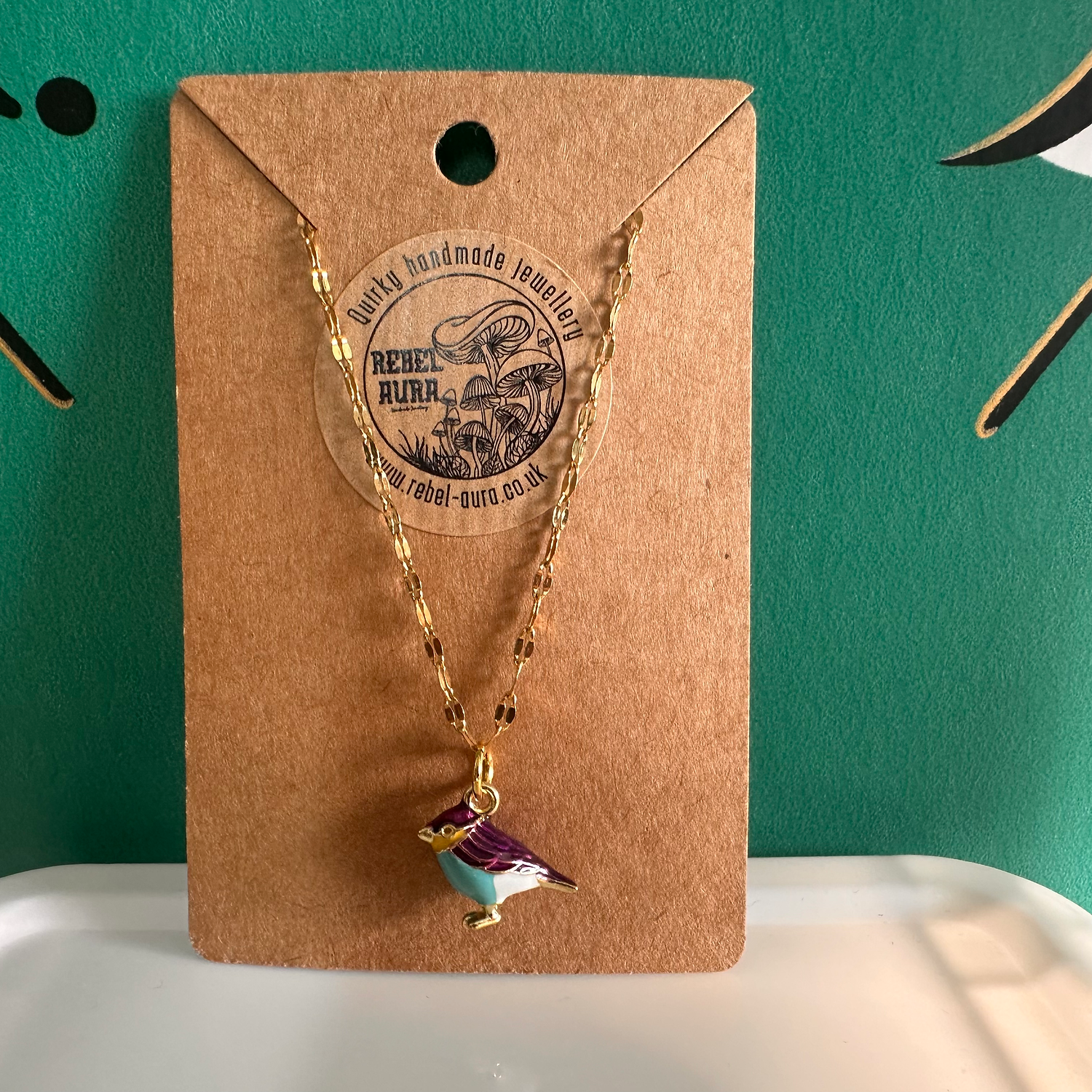 Purple Bird Charm Necklace