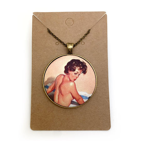 Pin up girls fabric button necklace — Rebel Aura handmade jewellery