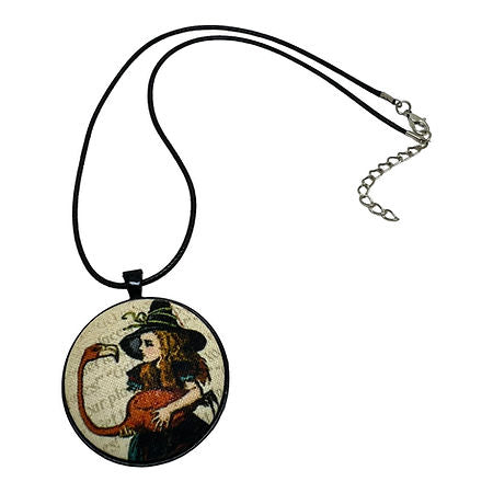 Vintage Alice in Wonderland fabric button necklace — Rebel Aura handmade jewellery