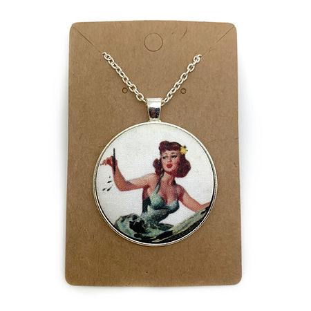 Pin up girls fabric button necklace — Rebel Aura handmade jewellery