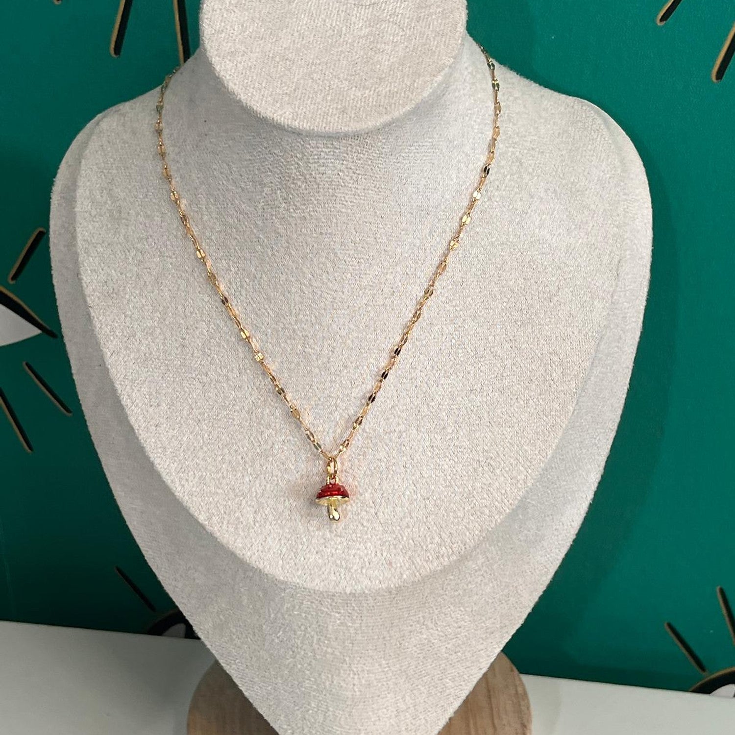 Red Toadstool Charm Necklace