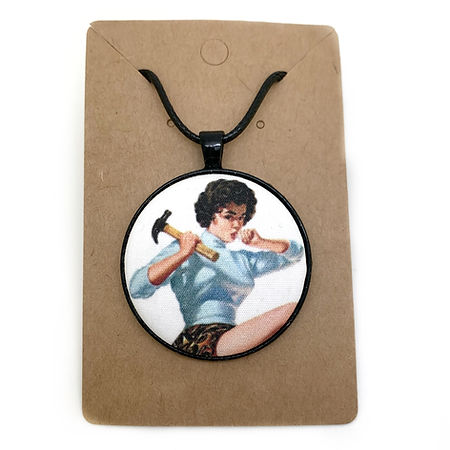 Pin up girls fabric button necklace — Rebel Aura handmade jewellery