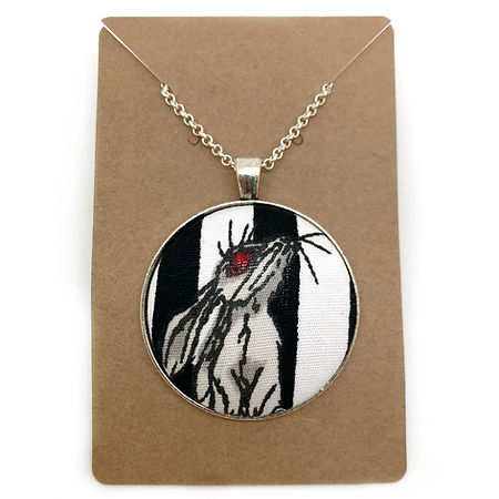 Zombie rabbit fabric button necklace — Rebel Aura handmade jewellery