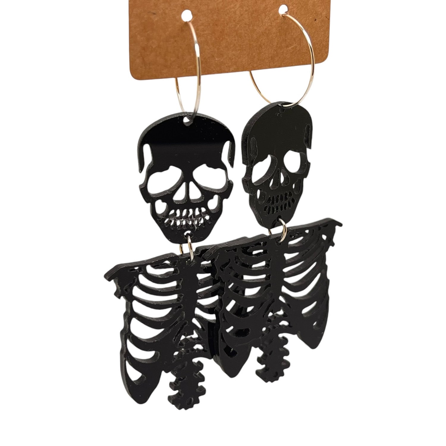 XL black skeleton earrings — Rebel Aura handmade jewellery