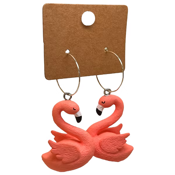 Flamingo charm earrings — Rebel Aura handmade jewellery