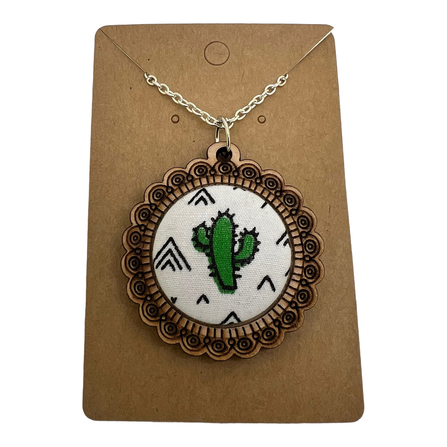 Cactus - Wood Frame Necklace