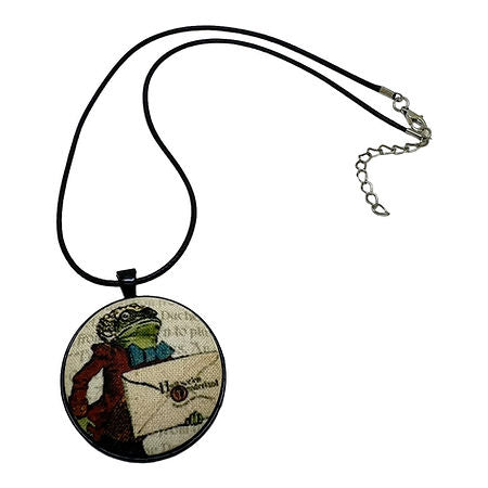 Vintage Alice in Wonderland fabric button necklace — Rebel Aura handmade jewellery