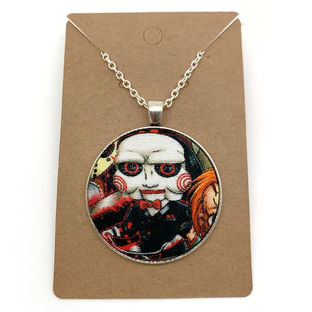 Horror characters fabric button necklace — Rebel Aura handmade jewellery