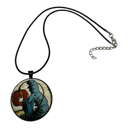 Vintage Alice in Wonderland fabric button necklace — Rebel Aura handmade jewellery