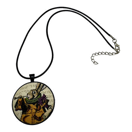 Vintage Alice in Wonderland fabric button necklace — Rebel Aura handmade jewellery