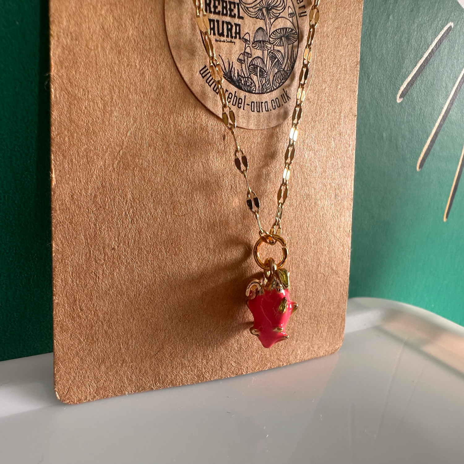 Pink Dragon Fruit Charm Necklace