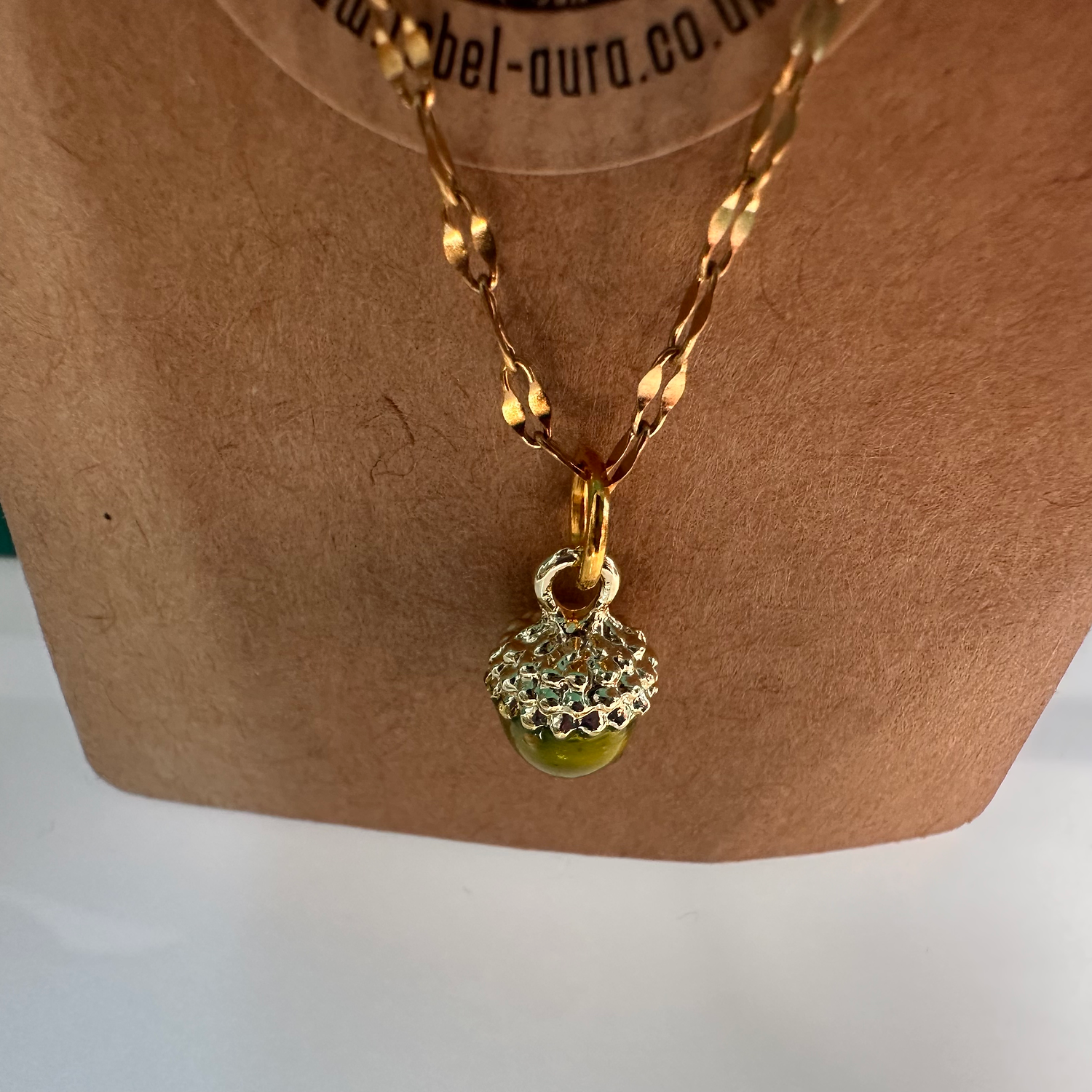 Green Acorn Charm Necklace