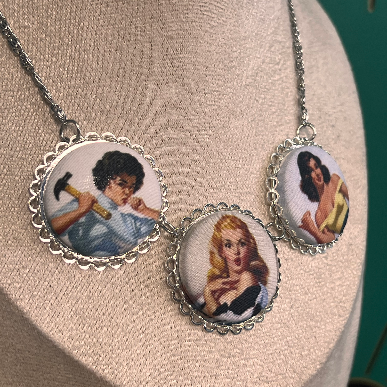 Pin up ladies statement necklace — Rebel Aura handmade jewellery