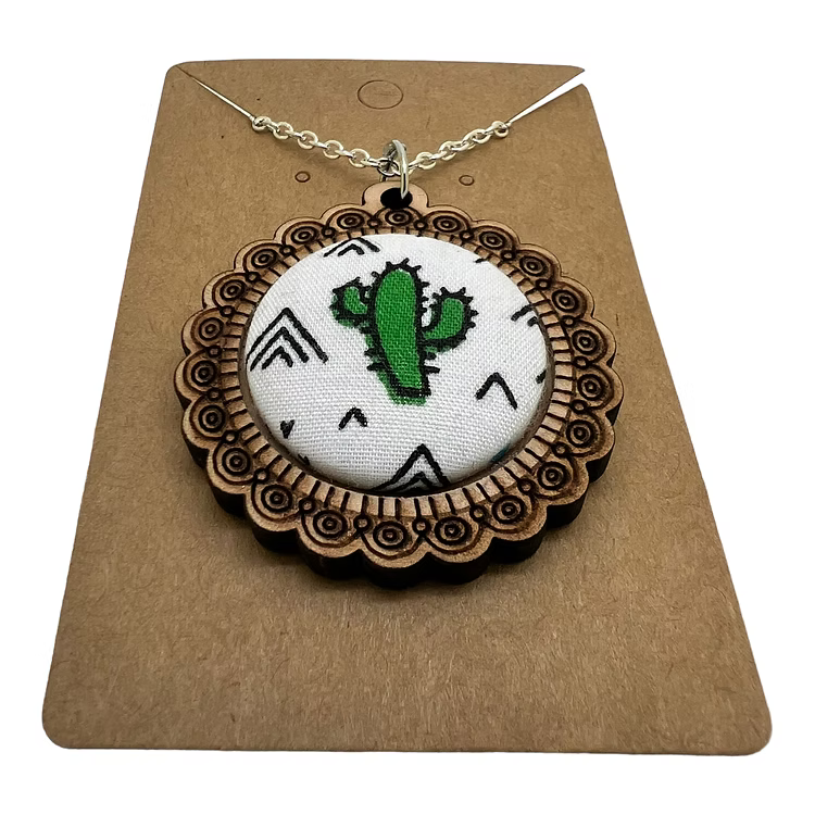 Cactus - Wood Frame Necklace
