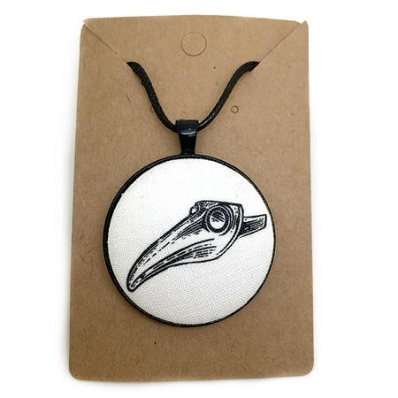 Plague doctor fabric button necklace — Rebel Aura handmade jewellery