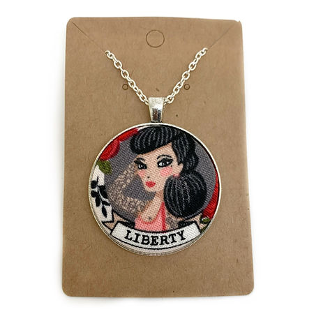 Inked Women - Large Fabric Button Necklaces