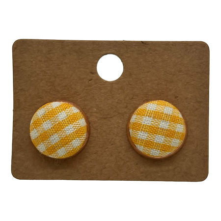 Checked Fabric Stud Earrings