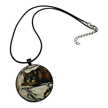Vintage Alice in Wonderland fabric button necklace — Rebel Aura handmade jewellery