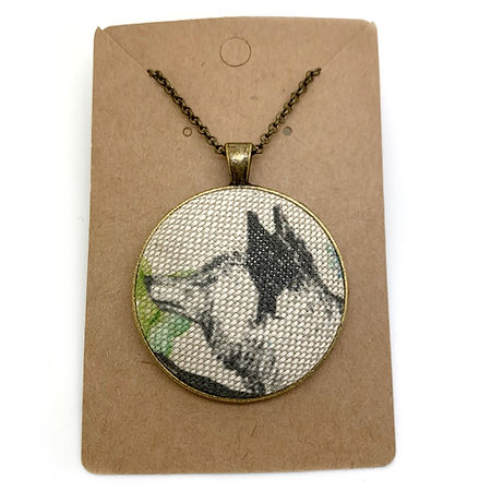 Foxes fabric button necklace — Rebel Aura handmade jewellery