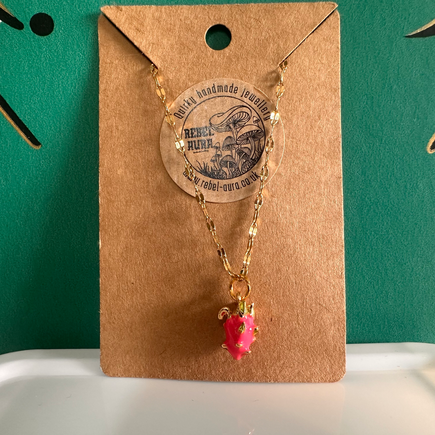 Pink Dragon Fruit Charm Necklace