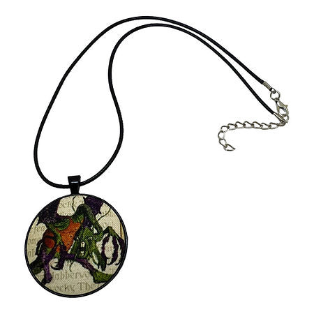 Vintage Alice in Wonderland fabric button necklace — Rebel Aura handmade jewellery