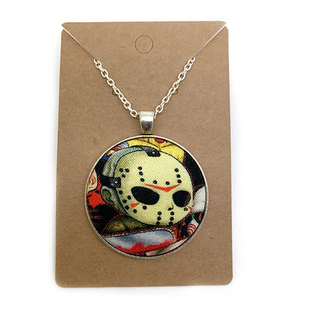 Horror characters fabric button necklace — Rebel Aura handmade jewellery