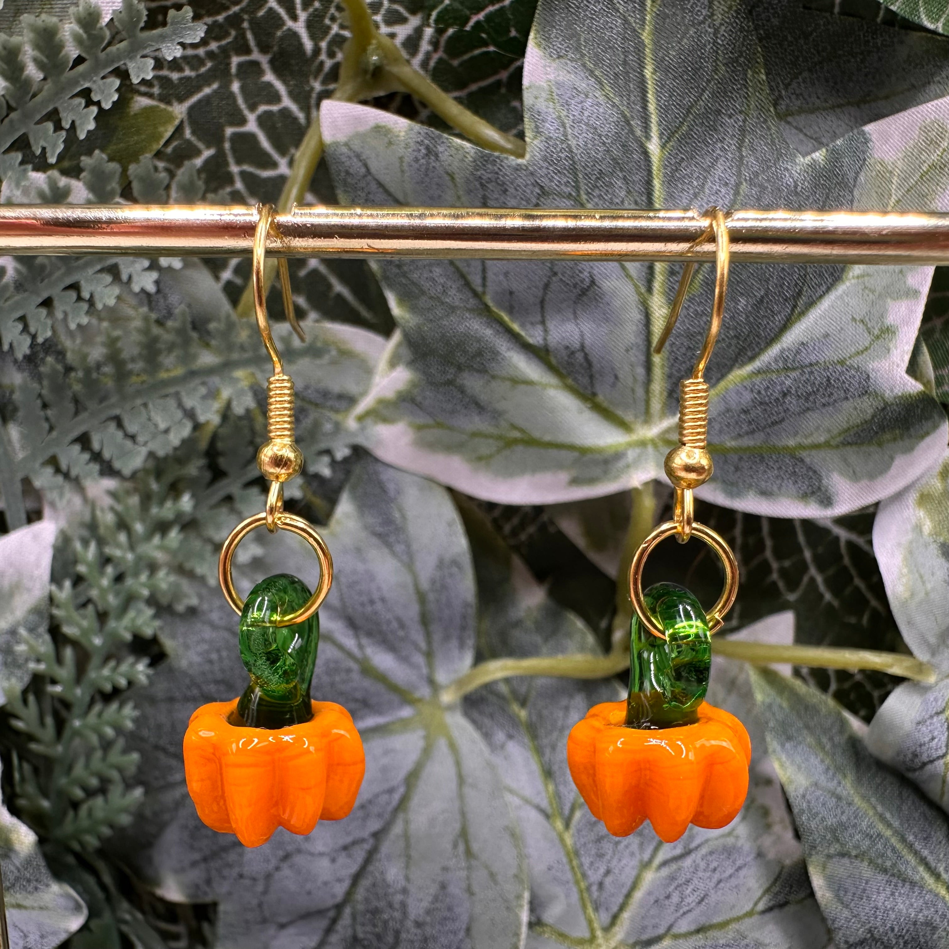 Glass Pumpkin Charm Earrings
