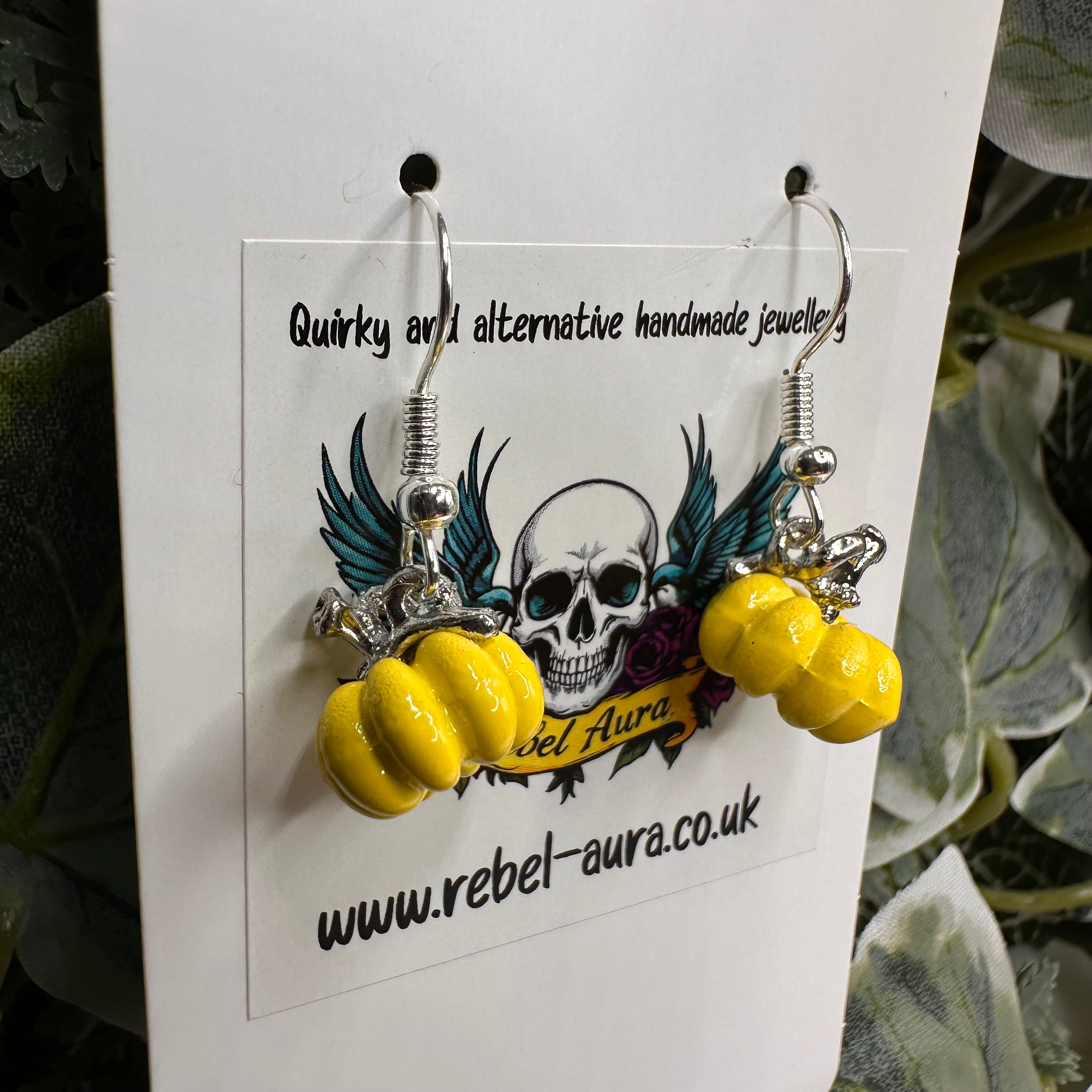 Yellow Pumpkin Charm Earrings