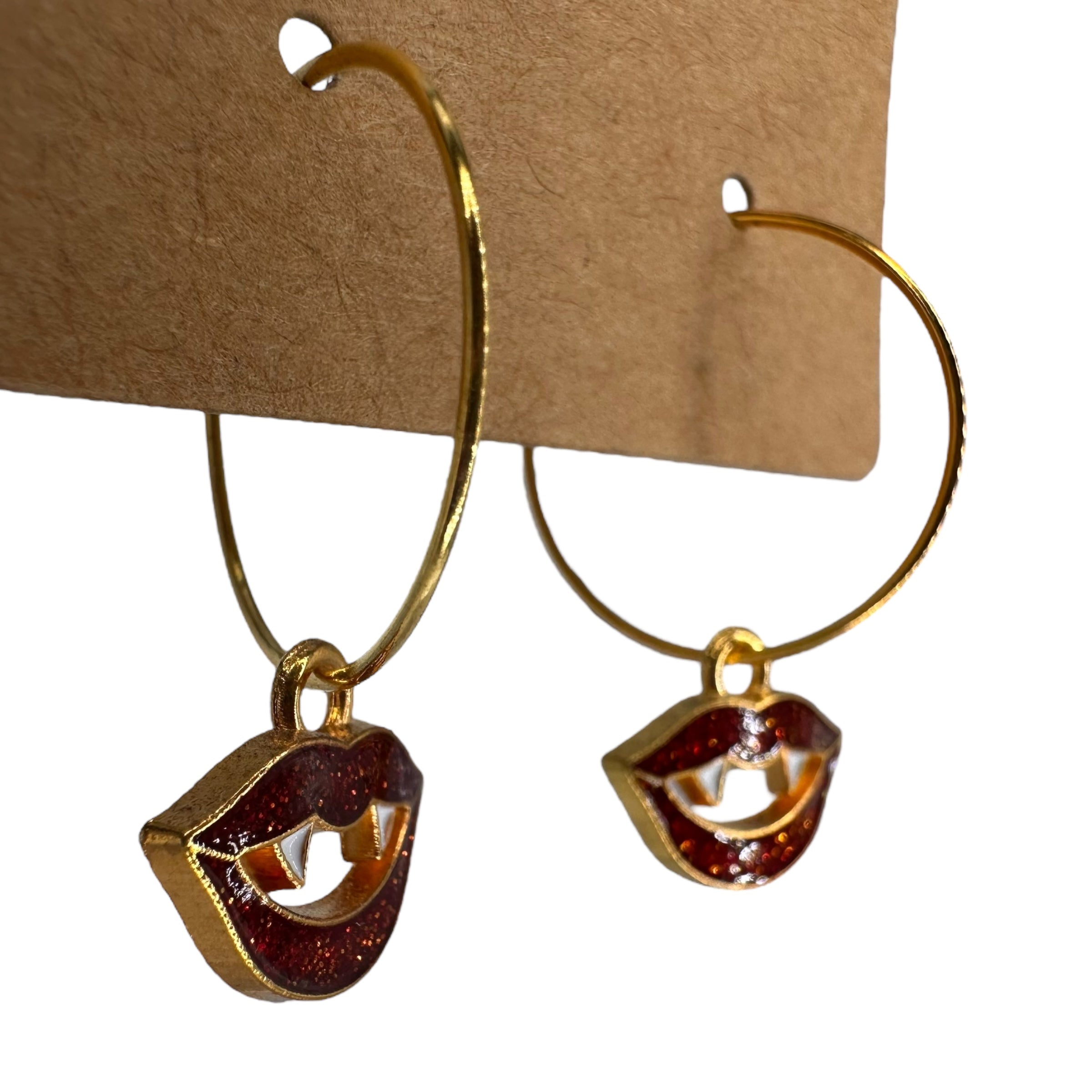 Glitter vampire lips charm earrings — Rebel Aura handmade jewellery
