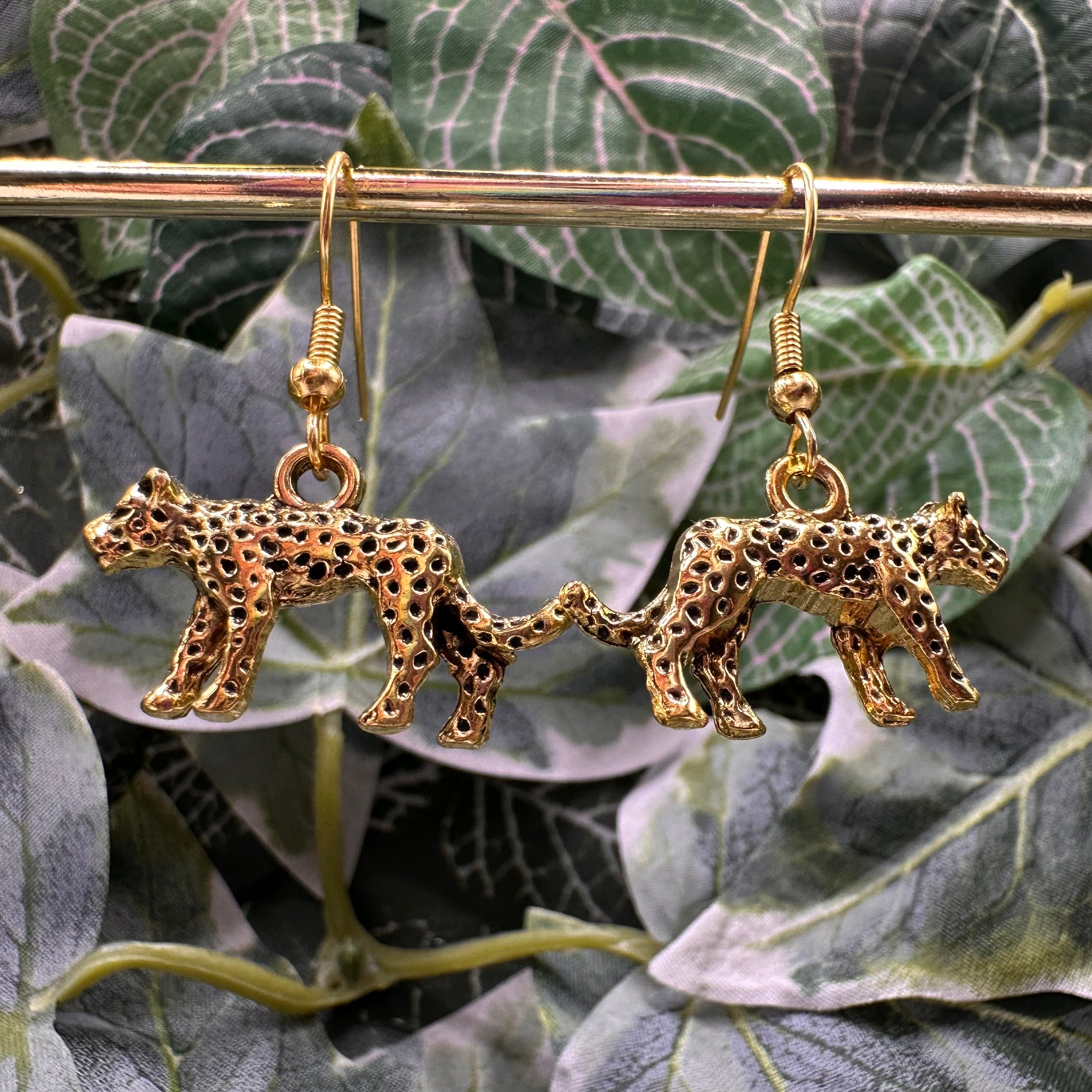 Gold Leopard Charm Earrings