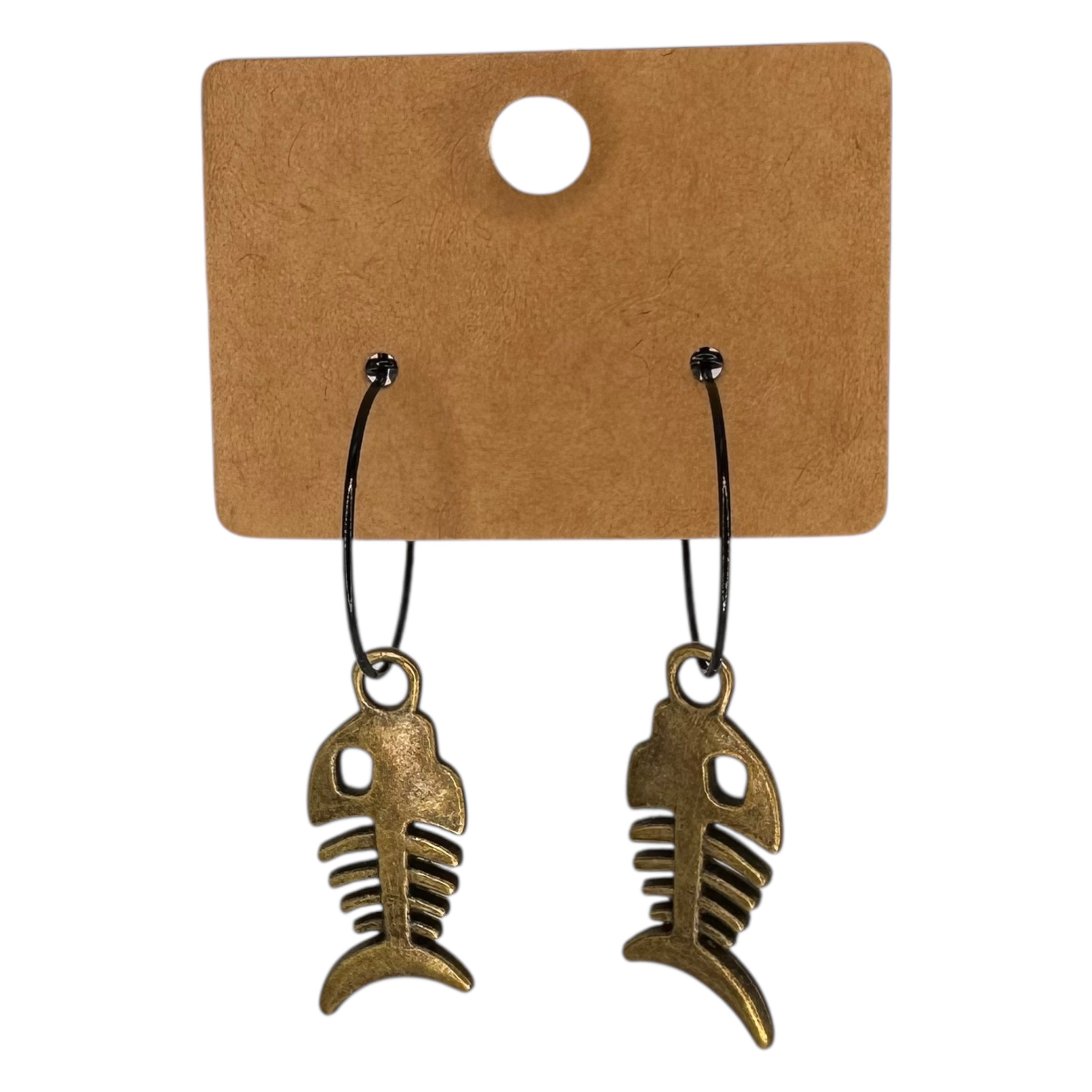 Fish Bones Charm Earrings