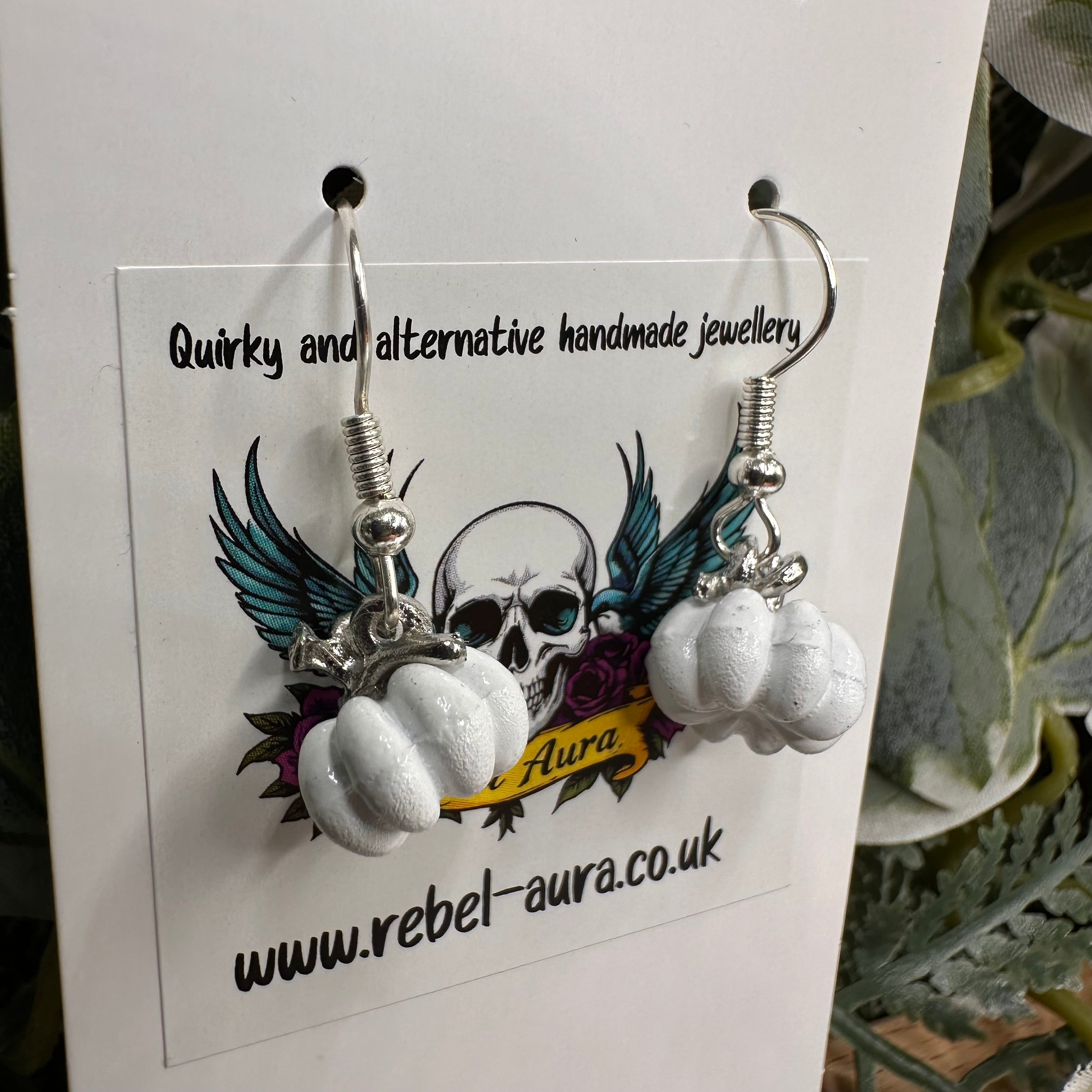White Pumpkin Charm Earrings