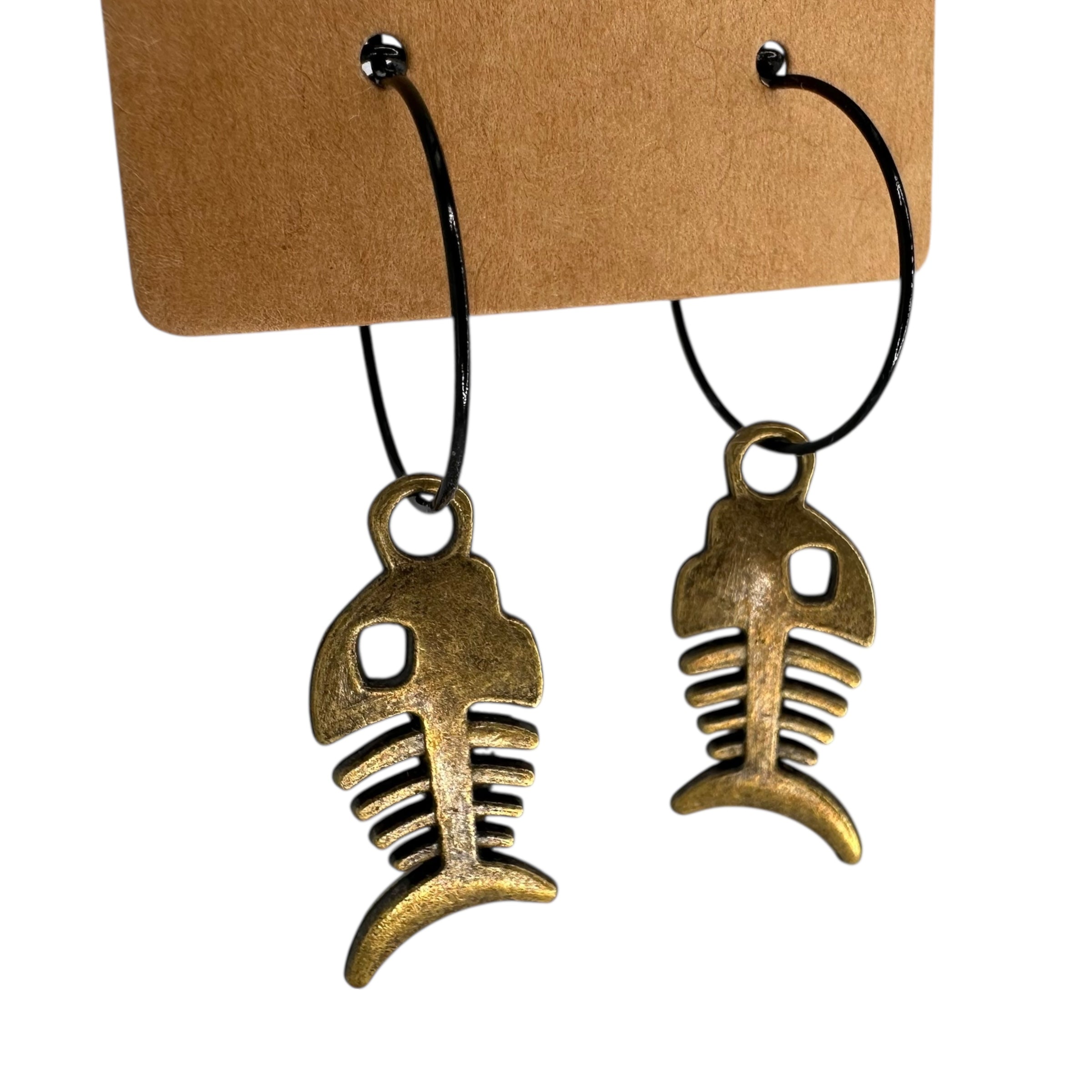 Fish Bones Charm Earrings