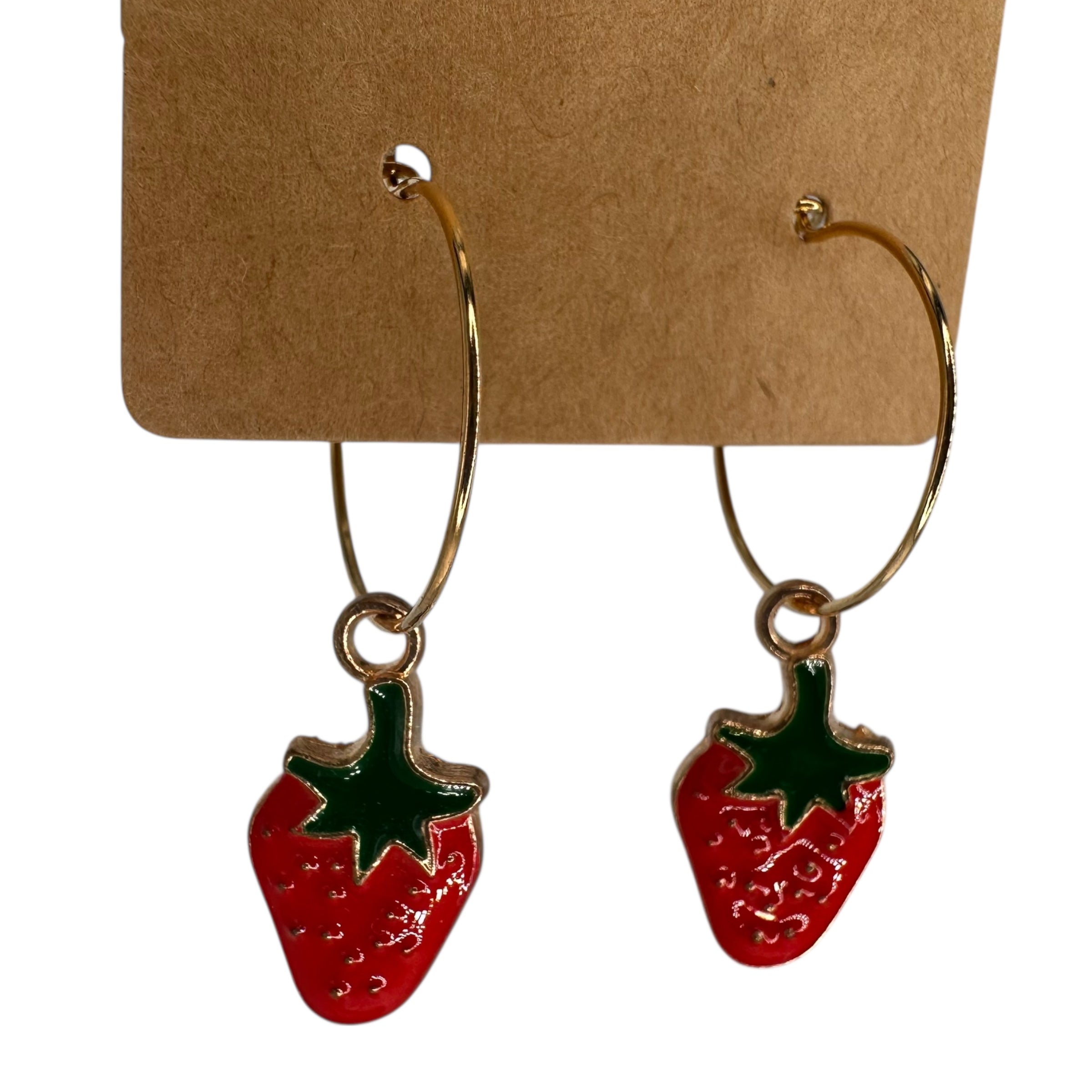 Bright Red Strawberry Charm Earrings