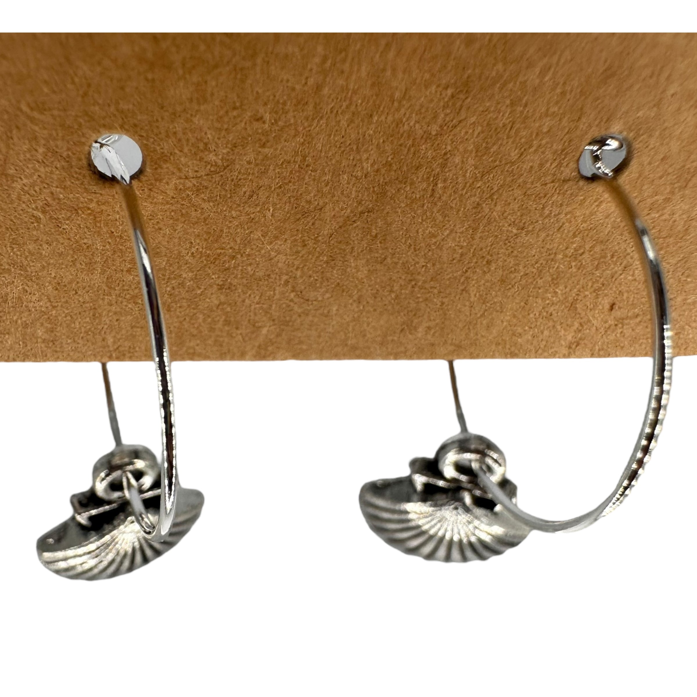 Silver shell charm earrings — Rebel Aura handmade jewellery