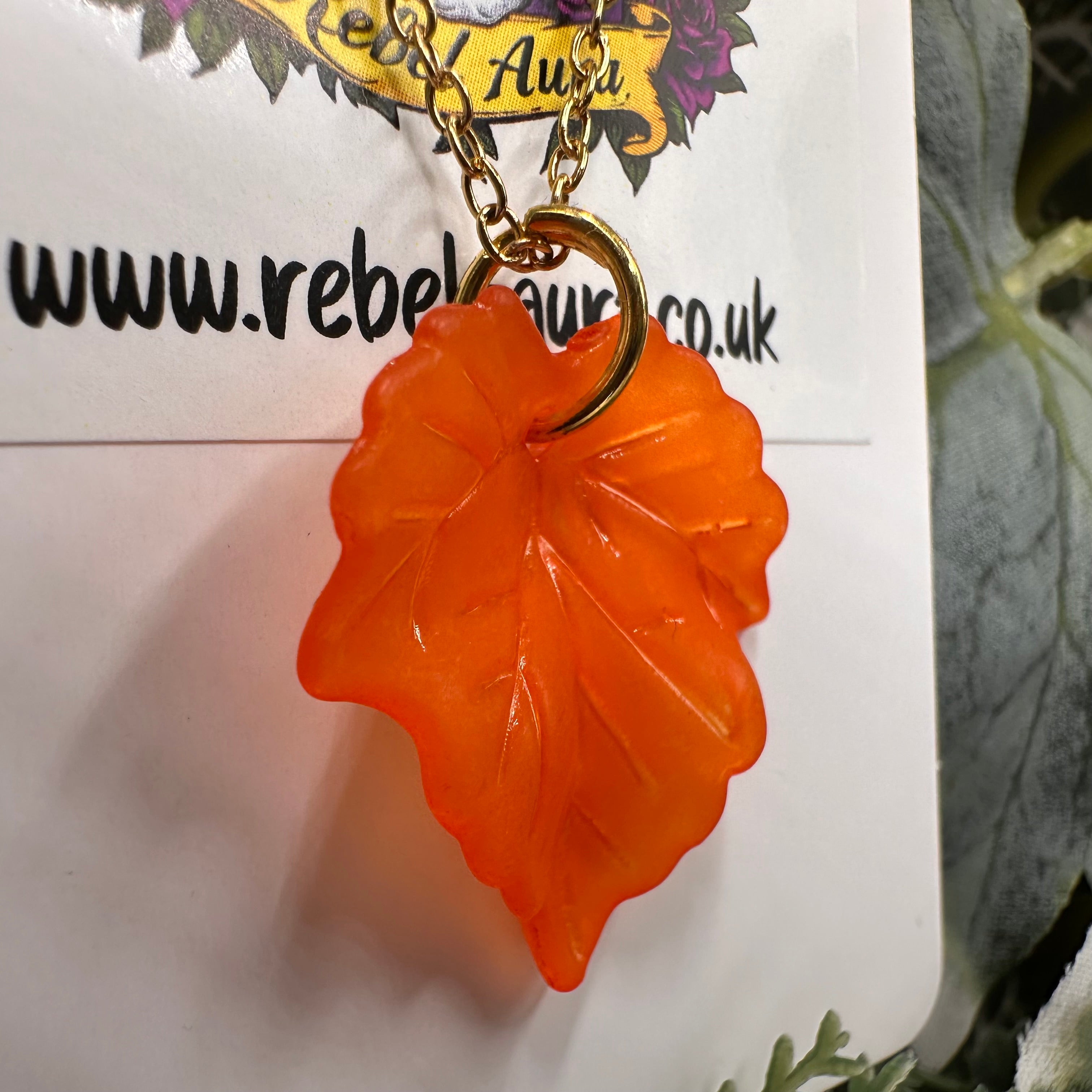 Orange Autumn Leaf Necklace