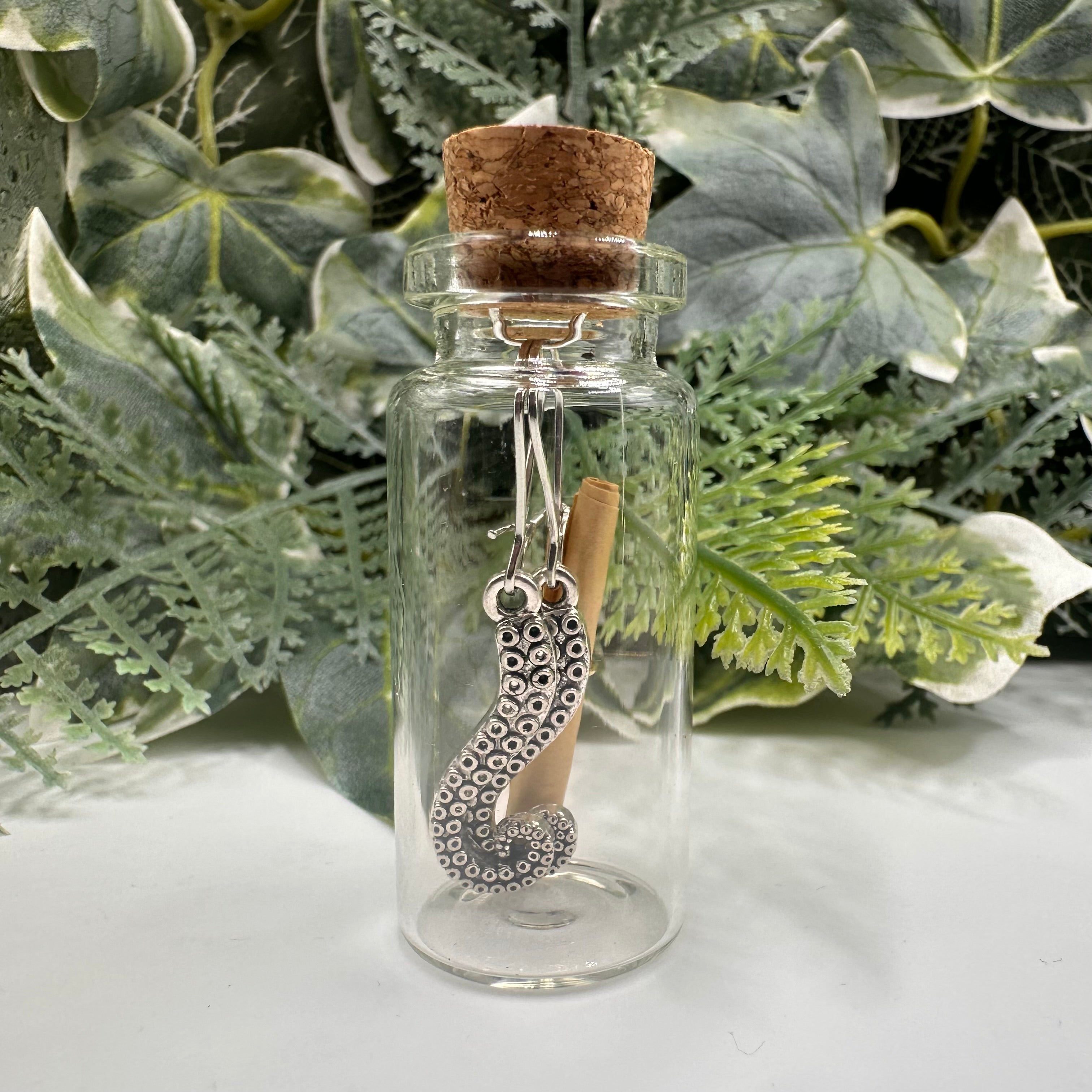 Kraken tentacle bottled charm earrings, gift boxed — Rebel Aura handmade jewellery