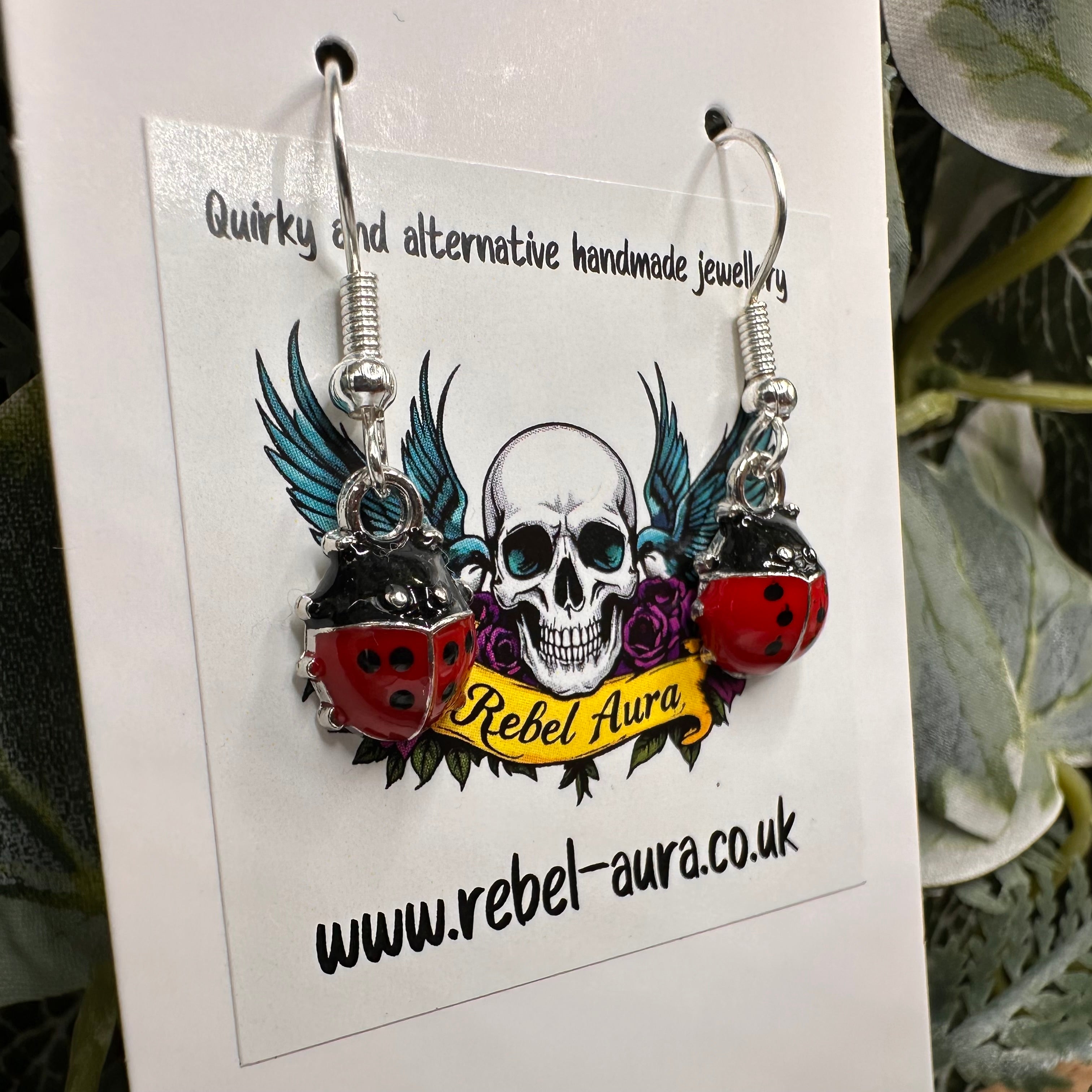 Silver Ladybird Charm Earrings